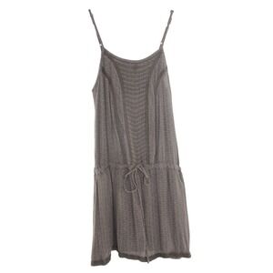 Mango Mini Dress Crochet Trim Drawstring Waist Size 6 Brown